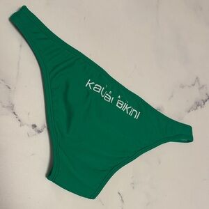 Kauai Bikini Team Green Mid Coverage Spellout Surf Bottoms Size M Sporty Retro